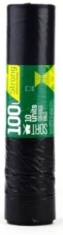 Atkritumu maisi SORTEX, aizvelkami, 100l, melni, 35mk, 10gab